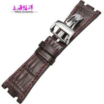 Genuine alligator leather watch strap for men A-P 28mm brown