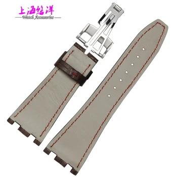 Genuine alligator leather watch strap for men A-P 28mm brown