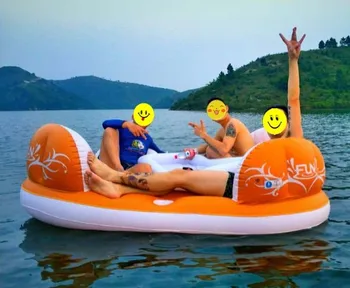 200x200cm 4 persons floating island colchonetas inflables piscina water mattress load weight 400kgs with hand pump