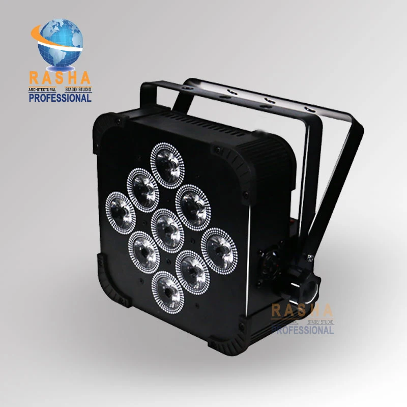 Rasha Hex V9-9pcs*18W 6in1 RGBAW+UV Non Wireless LED Flat Par Can, LED Par Light With Powercon For Holiday Party