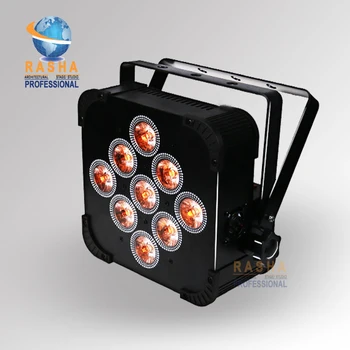 Rasha Hex V9-9pcs*18W 6in1 RGBAW+UV Non Wireless LED Flat Par Can, LED Par Light With Powercon For Holiday Party