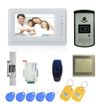 1 set) 7 Inch Video Doorphone Door Bell Home Intercom system Color Monitor Access Control Exit button Remote Unlock RFID key