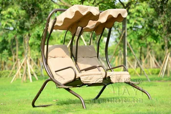 Love seats durable iron garden swing chair hammock outdoor furniture sling cover bench khaki
