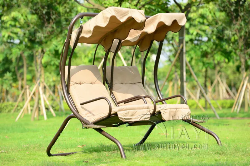 Love seats durable iron garden swing chair hammock outdoor furniture sling cover bench khaki