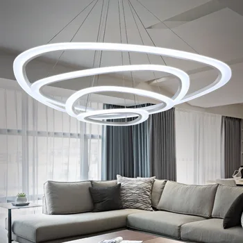 Modern Pendant Lights For Living Room Dining Room 3/2/1 Circle Acrylic Aluminum LED Lighting Ceiling Lamp Fixtures WPL137