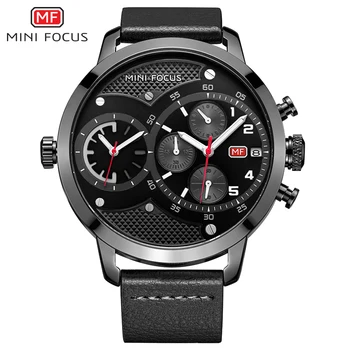 MINI FOCUS Brand Luxury Dual Time Chronograph Big Men Watches Quartz Military Sport Wrist Watch Men Army Clock relogio masculino