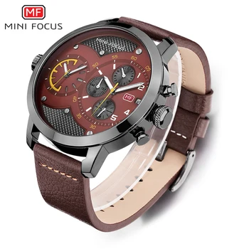 MINI FOCUS Brand Luxury Dual Time Chronograph Big Men Watches Quartz Military Sport Wrist Watch Men Army Clock relogio masculino