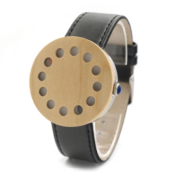BOBO BIRD Brand C12 12holes Design Wood Watches Mens Watches Top Brand Luxury Watch For Women Real Leather Straps as Gifts