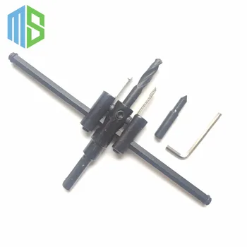 Adjustable Metal Wood Circle Hole Saw Drill Bit Cutter Kit DIY Tool 30mm-200mm Black blade