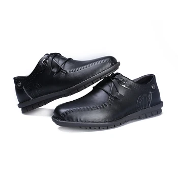 2017 Spring  Men Casual Shoes Genuine Leather Flat heel men's Driving shoes
