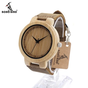 BOBO BIRD D13 Men's Design Brand Luxury Wooden Bamboo Watches With Real Leather Japan Quartz Movement Watch for Men in Gift Box