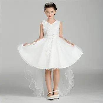 2017 Summer baby Girl Dress party evening dresses Children's 5 color long trailing princess dress for 2 3 4 5 6 7 8 years wear