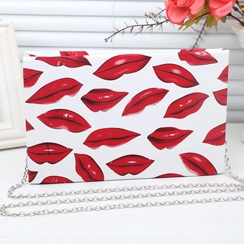 European and American fashion sexy lips personalized book bag casual shoulder bag clutch party bag messenger bag ladies 2 colors