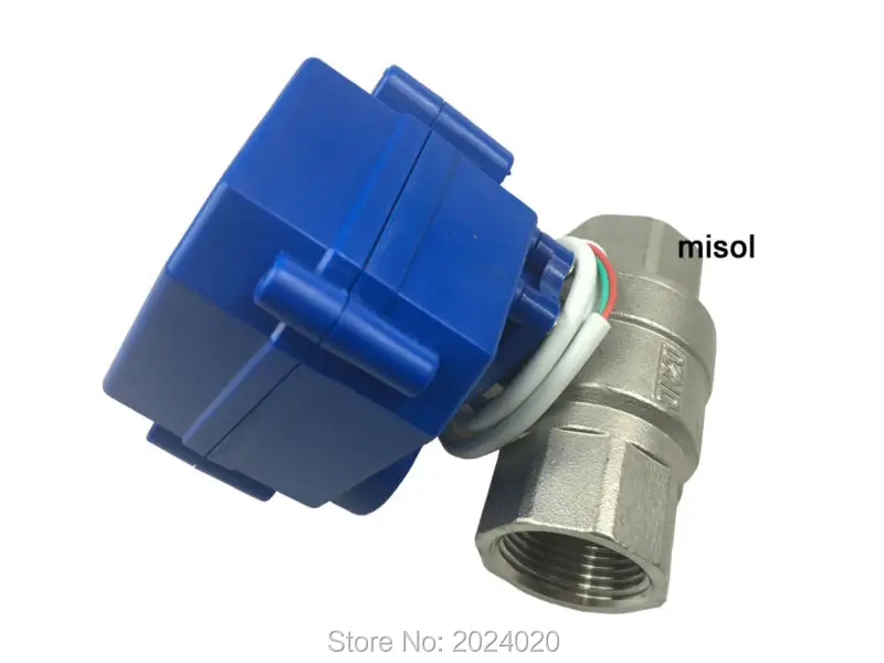 1 pcs motorized ball valve 3/4'' NPT, DN20, 2 way 12VDC CR04, stainless steel electrical valve