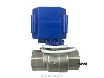 1 pcs motorized ball valve 3/4'' NPT, DN20, 2 way 12VDC CR04, stainless steel electrical valve