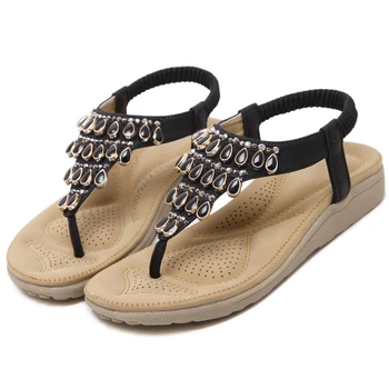 2017 Women's Sandals Bohemia Diamond Shoes Summer Soft Bottom Beach Women Shoes Woman Flat Sandals W0699-1