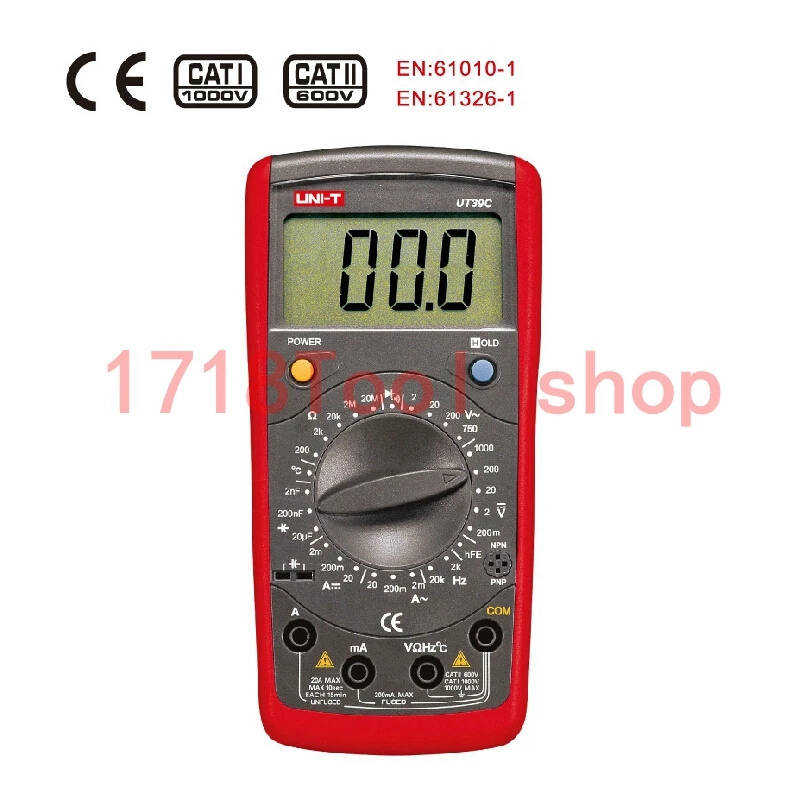 UNI-T UT39C General Digital Multimeters -40C-1000C Thermometer Voltmeter Ammeter Multitesters Data Hold Function