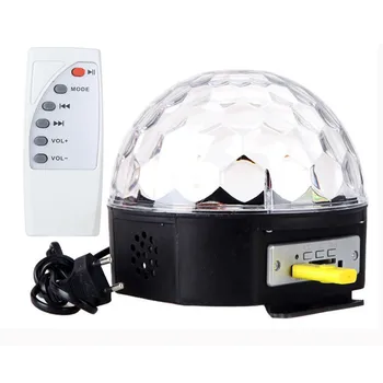 6 Color Voice Activated Broadcast MP3 RGB Crystal Magic Ball Stage Effect Lamp With Remote Controller DJ Laser Projector Light