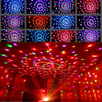 6 Color Voice Activated Broadcast MP3 RGB Crystal Magic Ball Stage Effect Lamp With Remote Controller DJ Laser Projector Light