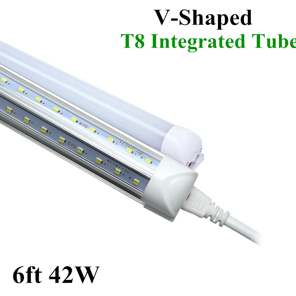 25pcs/lot Led Tubes 6ft T8 Integrated V-Shaped Bulbs Tubes 1800mm 42w Tube Light Warm/Cool White AC85-265V Super Bright Lamp