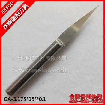 3.175*15Degree*0.1 Jeefoo Flat Bottom Engraving Tools/ Carbide Tool Bits/ V Bit/ PCB Carving Cutters/ Woodworking Router Bit