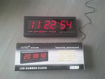 HT4819SM-4,,Aluminum Large Digital LED Wall Clock ,Big Watch Modern Design,Digital clock! Led electronic calendar