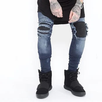 HZIJUE jean represent black/blue/white rock moto mens designer clothes fashion distressed ripped skinny denim biker jeans men