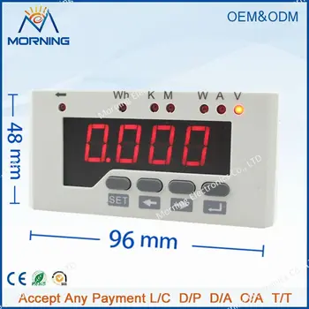 DE51-1D Frame Size 96*48mm Single Phase DC Data Retention LED Digital Display Energy Meter With one transmitting output
