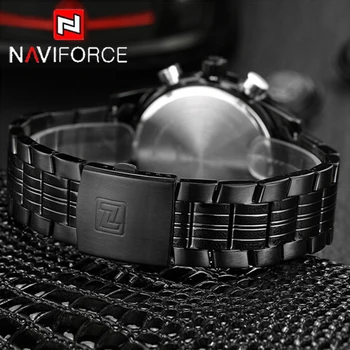 NAVIFORCE Famous Brand Watches Men Date Quartz Watches Casual Sport Relogio Masculino Stainless Steel Strap Analog Wristwatch