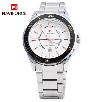 NAVIFORCE Famous Brand Watches Men Date Quartz Watches Casual Sport Relogio Masculino Stainless Steel Strap Analog Wristwatch