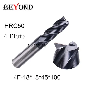 4f-18*18*45*100,hrc50,material Carbide Square Flatted End Mill four 4 flute 18mm coating nano use for High-speed milling machine