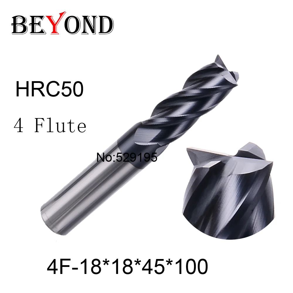 4f-18*18*45*100,hrc50,material Carbide Square Flatted End Mill four 4 flute 18mm coating nano use for High-speed milling machine