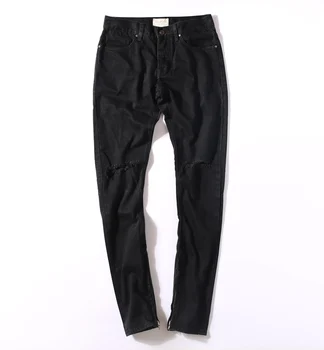HZIJUE Men designer famous brand slp zipper justin bieber rockstar distressed skinny jeans torn clothing