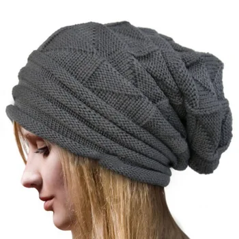 Warm Unisex Knitted Hats Baggy Beanies Oversize Winter Autumn Hat Slouchy Chic Cap Skull
