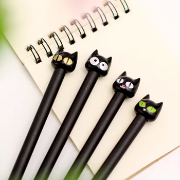 4 X Cute Kawaii Black Cat Gel Pen Kawaii Korean Stationery Creative Gift School Supplies 0.5mm