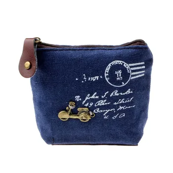 Ladies est Canvas Classic Retro Small Change Coin Purse Little Key Car Pouch Money Bag,Girl's Mini Short Coin Holder Wallet