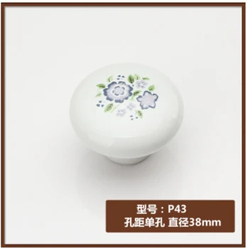 Dia. 38mm ceramic Modern knob cabinet knob drawer pulls blue flower print