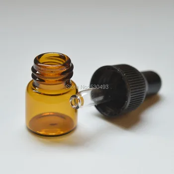 5pcs Small Amber Glass Bottle Sample Vial For Essential Oil Perfume Tiny Portable 1ml Bottle