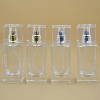 10pcs a lot) 50ml Practical Glass Refillable Perfume Bottle With Metal Spray &Empty Packaging Case With