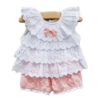 2017 New Newborn Sets Baby Girl Clothes Infant Leisure Suits Girls Lace Two-Piece Suit Children's Clothes Summer Kids Clothing
