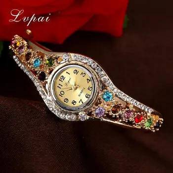 Lvpai Brand Luxury Watch Women Gold Fashion Flower Watch Casual Women Quartz Wristwatch Crystal Dress Vintage Watches 2017 New
