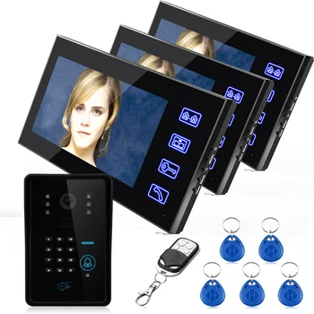 7 inch Video Door Phone System with Card Unlock Function Rainproof Night View Home Security intercom door