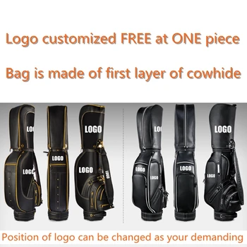 Brand PGM Golf stand caddy golf cart bag staff golf bags golf genuine real leather clubs bag. The logo can customized for free