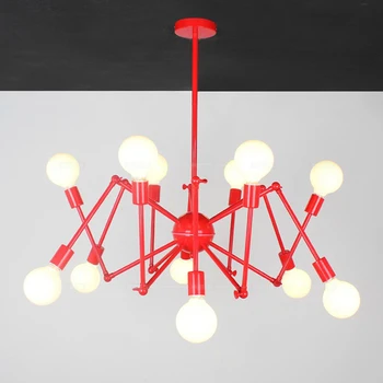 12 head Modern Art Deco black/white/red spider pendant lights lamp iron minimalist loft led bedroom kitchen bar cafe Parlor