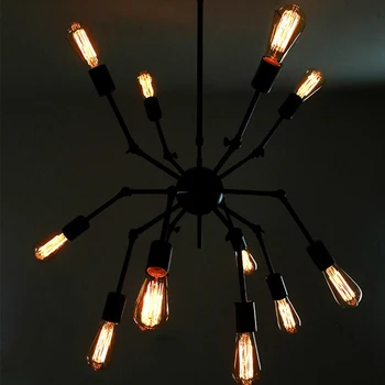12 head Modern Art Deco black/white/red spider pendant lights lamp iron minimalist loft led bedroom kitchen bar cafe Parlor
