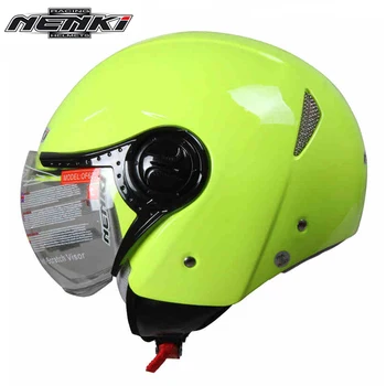 NENKI Motorcycle Open Face Helmet Vintage Style Cruiser Touring Chopper Scooter Street Bike Motor Helmet with Clear Lens Shield