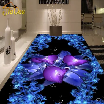 Custom Floor Mural 3D Creative Crystal Art Painting Bedroom Living Room Bathroom PVC Self-adhesive Waterproof Wallpaper Modern