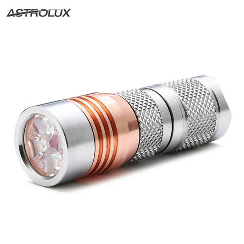 Astrolux S41S Stainless Steel Mini 4/7modes 1600LM 4x Nichia 219B/XP-G3/G2 A6 LED Flashlight 18350 16340 torch+Clip+Lanyard