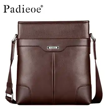 Padieoe 2017 Fashion Men Shoulder Bags Cowhide Brand Messenger Bag Men's Business Casual Handbags Genuine Leather Crossbody Bag