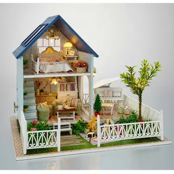 DIY Wood Doll House Assembling Toys for Children's Gift, Creative NEW Miniature Dollhouse-Nordic Holiday